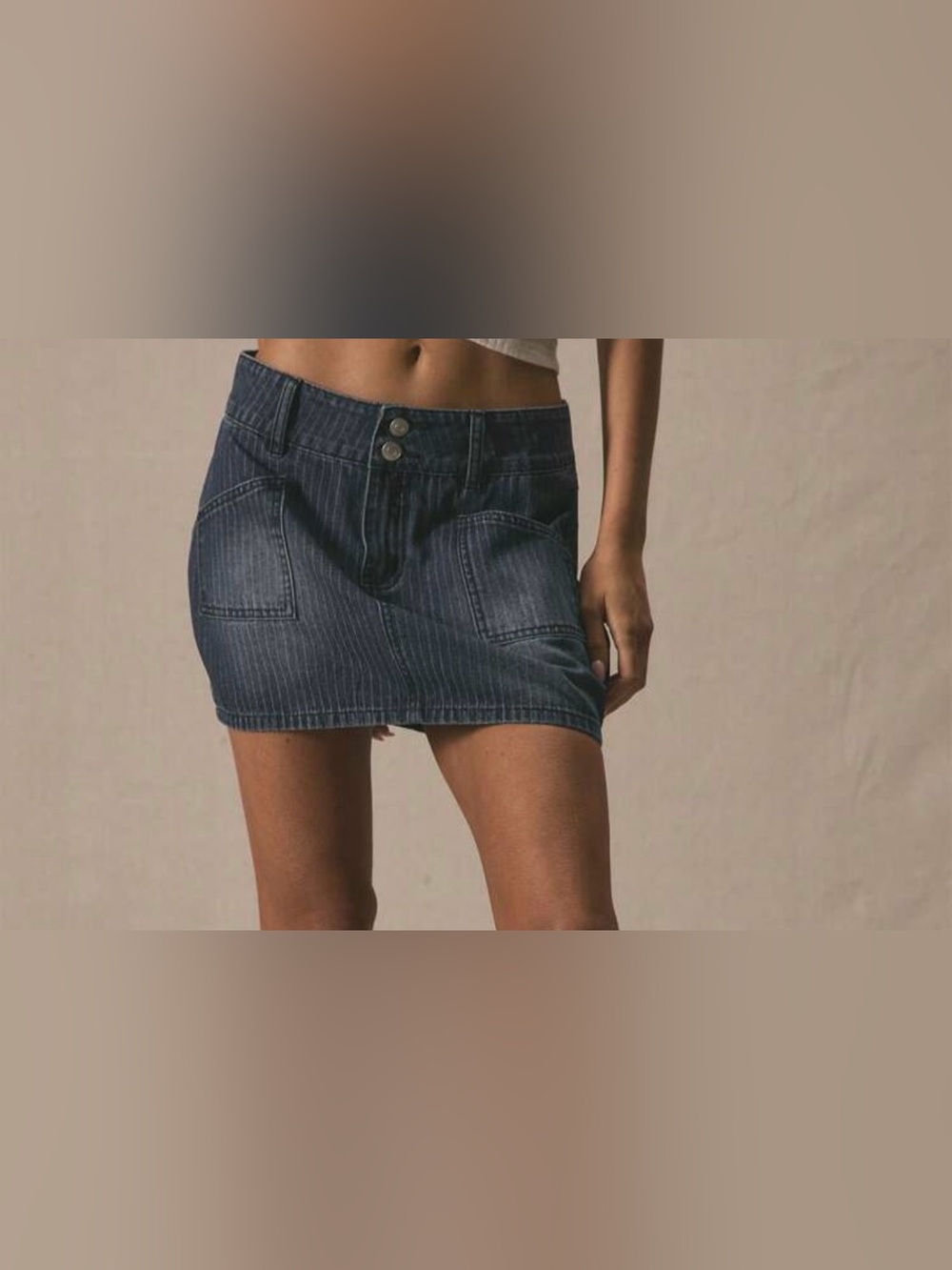 Dark Blue Denim Mini Skirt with Front Pockets NWT